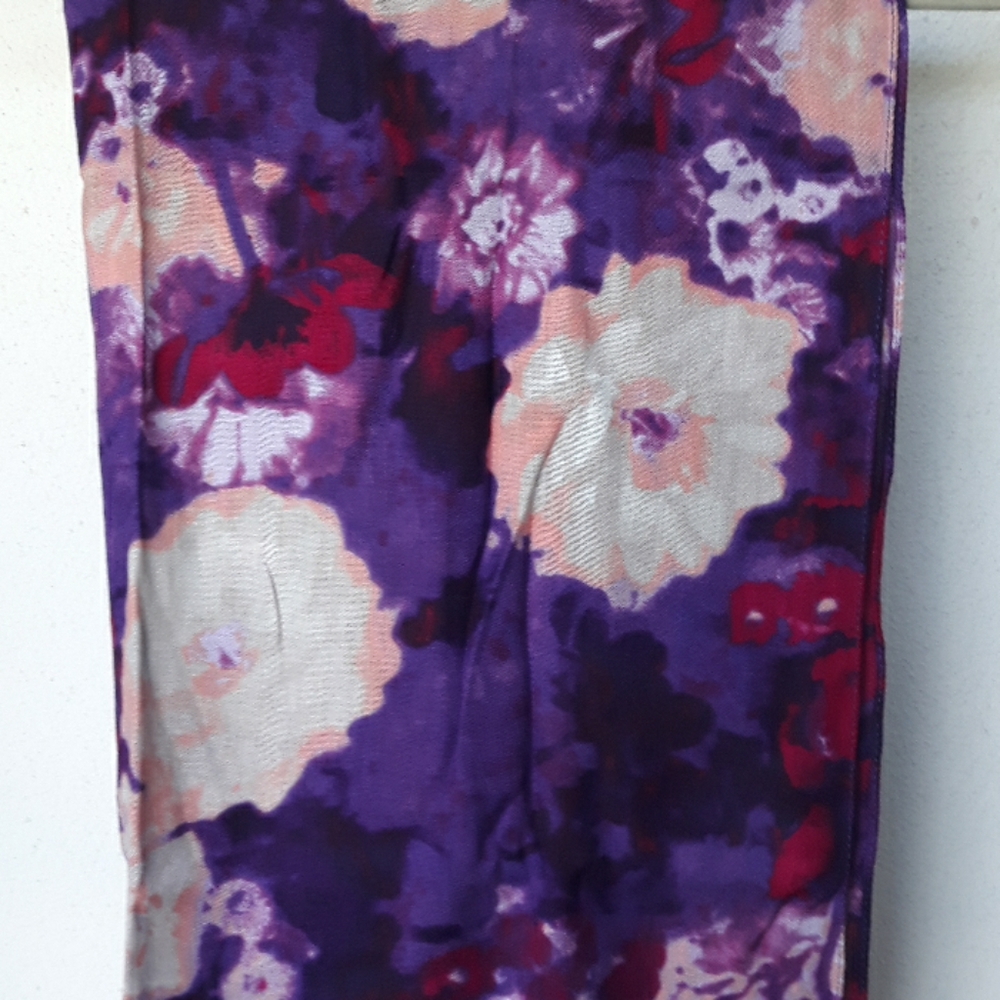 100% rayon purple and pink flowered scarf